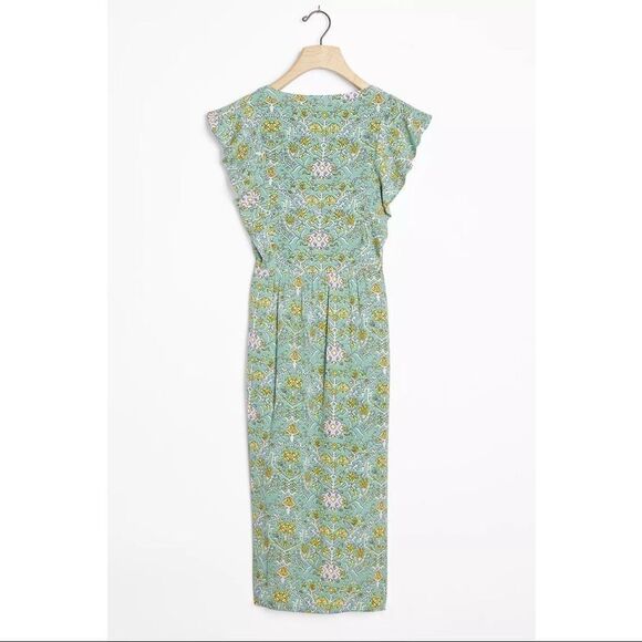 NEW Anthropologie Maeve Blossom Floral Ruffled Deep V-Neck Mini Dress 6 Petite - Picture 5 of 5